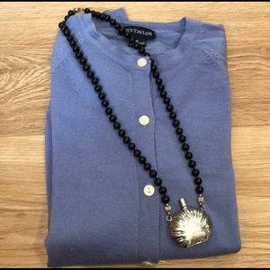 Ann Taylor Italian merino wool blue cardigan